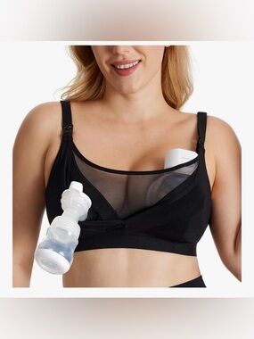 Hands-Free Black Maternity Pumping Bra
